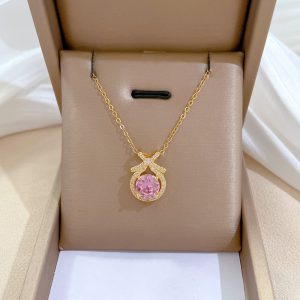 Necklace Exquisite Zircon Fashion Jewelry Collarbone Gold Plated Brass Luxury Gold Necklace for Women