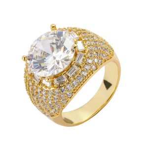 Europe and America Hip hop Ring Large Cubic Zircon Brass Jewelry