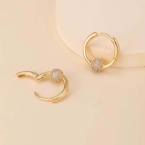 Factory Woman Fashion Copper Jewelry Brass Gold Plated Zirconia Huggie Hoop Earrings