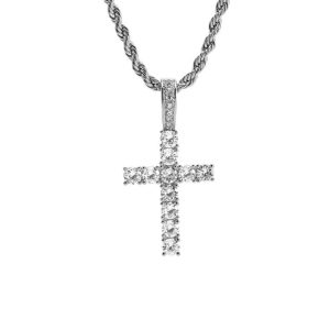 Rope Chains Brass Pendant Tennis Cubic Zirconia Cross Necklaces Gold Silver Plated Ladies Necklace Men