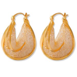 Luxury Personalized Double-Layer Earrings Plated Brass Classic Copper Material Splicing