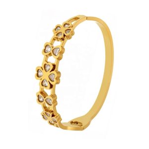 Stainless Steel Bracelet Pvd Gold-Plated Hollow Love Four-Leaf Flower Inlaid Cz Fashionable Luxury Waterproof Women's Bracelet